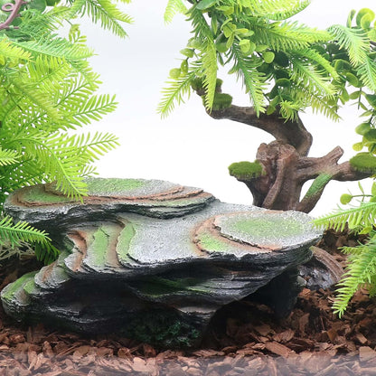 Turtle Basking Platform Shale Scape Step Ledge, Reptile Cave Hideout Turtle Tank Accessories Decorations, Great for Reptiles, Amphibians, Leopard Gecko, Bearded Dragons, Lizard, Frogs