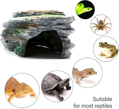 Turtle Basking Platform Shale Scape Step Ledge, Reptile Cave Hideout Turtle Tank Accessories Decorations, Great for Reptiles, Amphibians, Leopard Gecko, Bearded Dragons, Lizard, Frogs