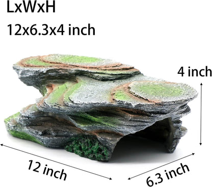 Turtle Basking Platform Shale Scape Step Ledge, Reptile Cave Hideout Turtle Tank Accessories Decorations, Great for Reptiles, Amphibians, Leopard Gecko, Bearded Dragons, Lizard, Frogs