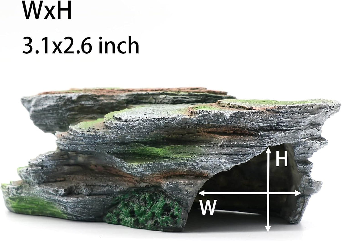 Turtle Basking Platform Shale Scape Step Ledge, Reptile Cave Hideout Turtle Tank Accessories Decorations, Great for Reptiles, Amphibians, Leopard Gecko, Bearded Dragons, Lizard, Frogs