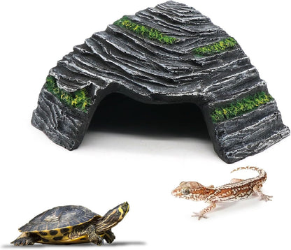 Turtle Basking Platform Shale Scape Step Ledge, Reptile Cave Hideout Turtle Tank Accessories Decorations, Great for Reptiles, Amphibians, Leopard Gecko, Bearded Dragons, Lizard, Frogs