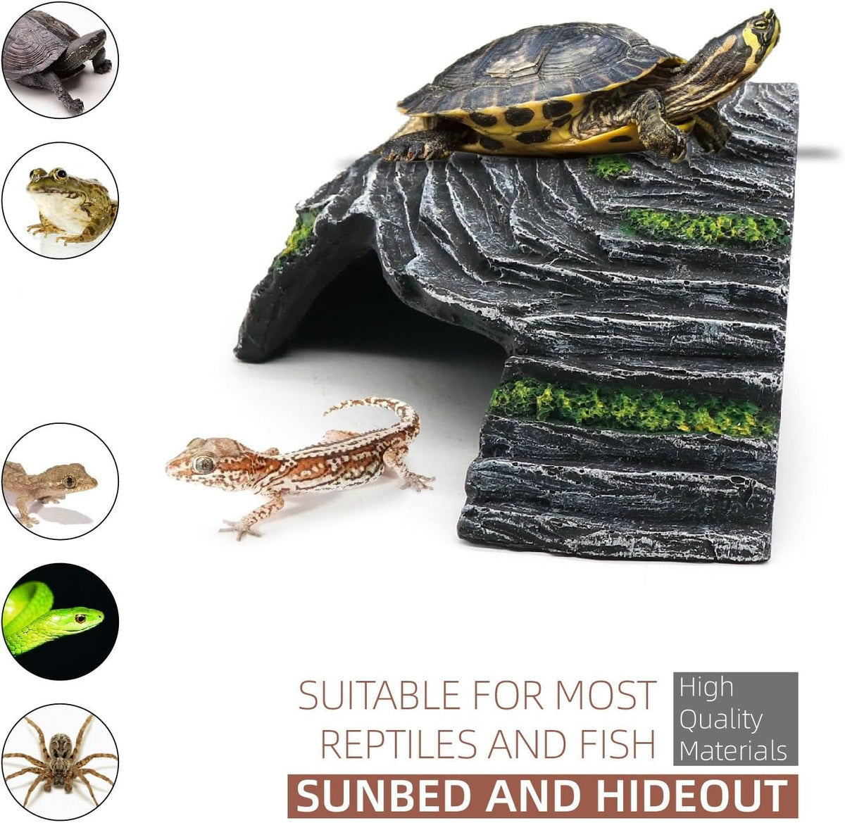 Turtle Basking Platform Shale Scape Step Ledge, Reptile Cave Hideout Turtle Tank Accessories Decorations, Great for Reptiles, Amphibians, Leopard Gecko, Bearded Dragons, Lizard, Frogs