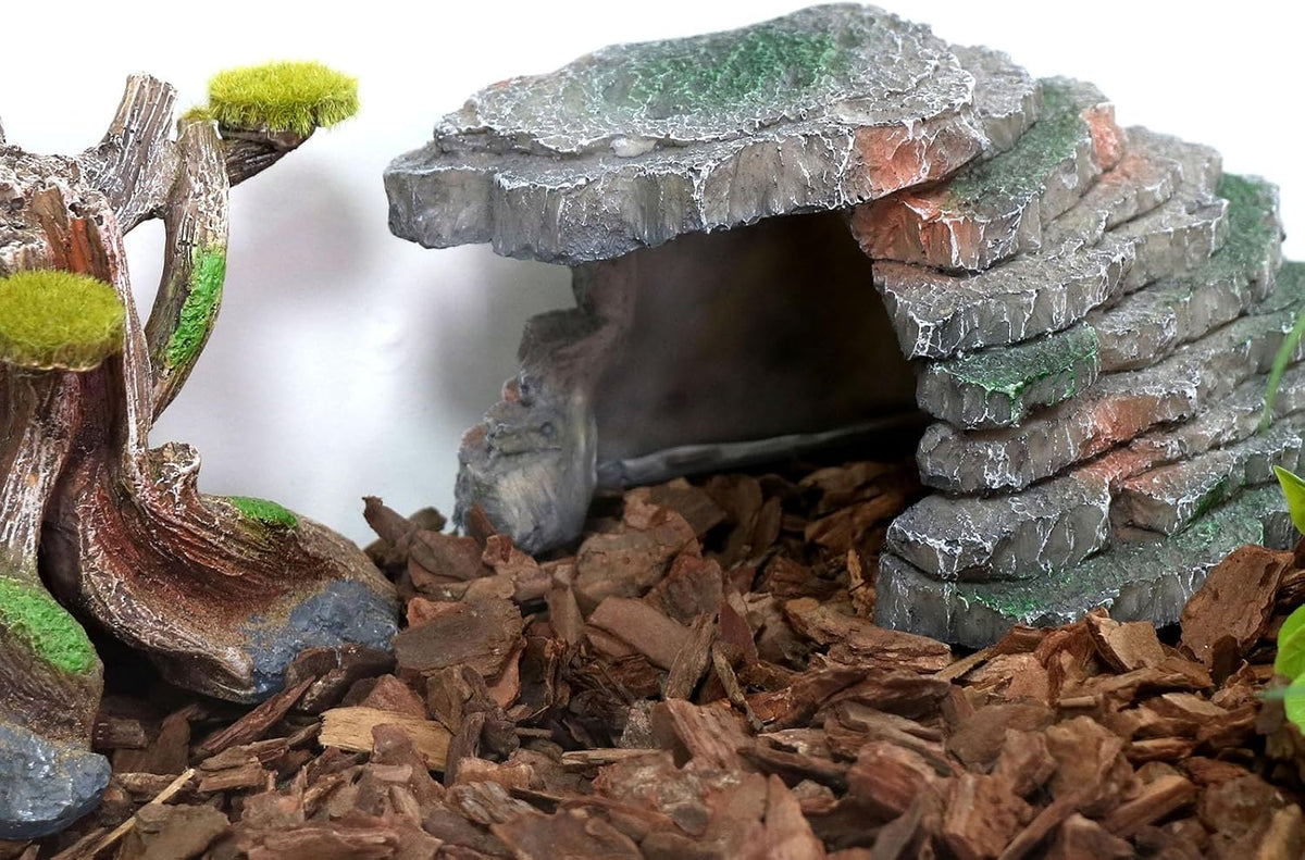 Turtle Basking Platform Shale Scape Step Ledge, Reptile Cave Hideout Turtle Tank Accessories Decorations, Great for Reptiles, Amphibians, Leopard Gecko, Bearded Dragons, Lizard, Frogs