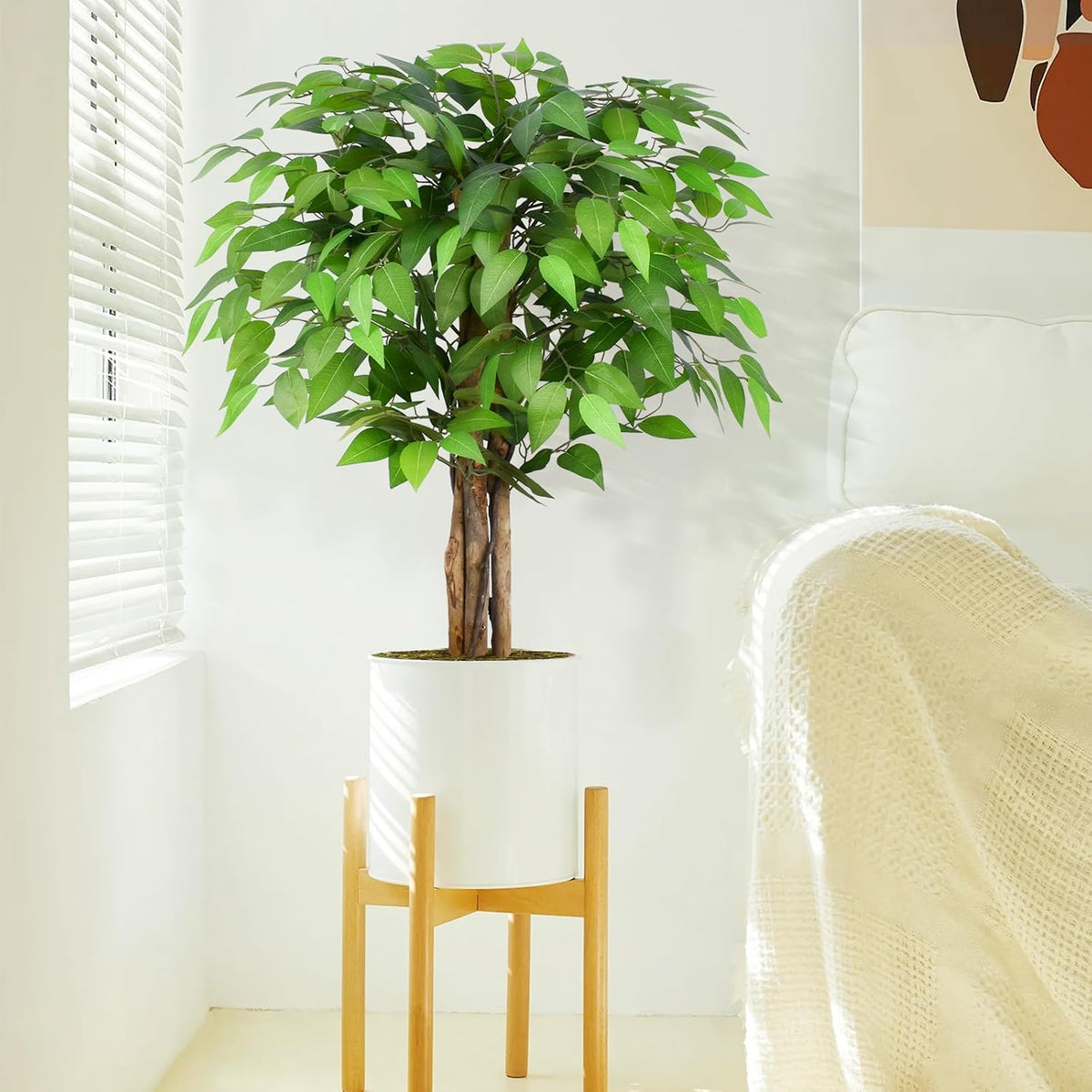 6.2ft Ficus Artificial Trees with 3 Natural Curved Trunks, 74" Tall Lush Faux Tree for Home Decor Indoor, Green Lifelike Fake Ficus Tree Artificial Plants