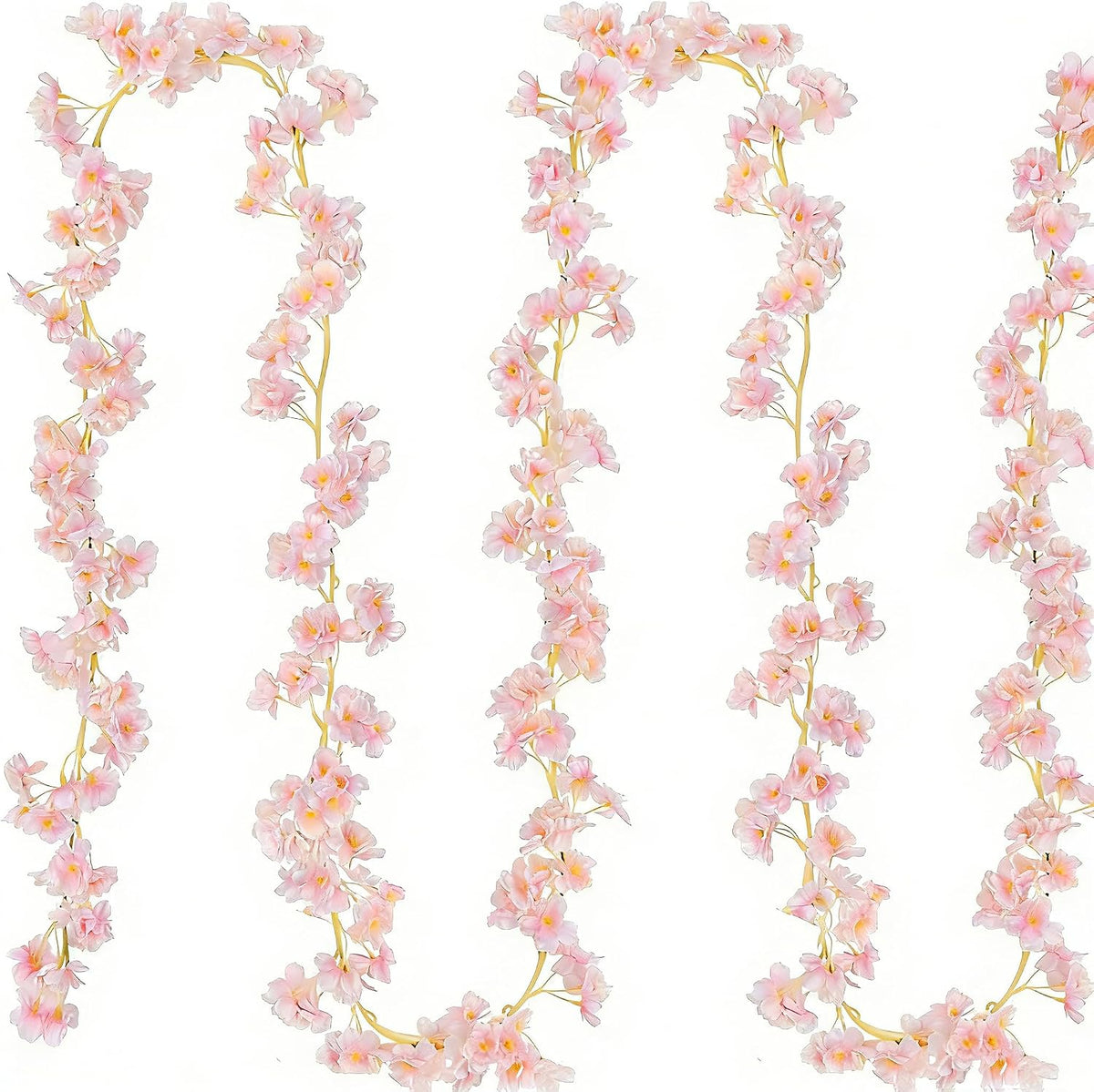 Cherry Blossom Garland Fake Cherry Flower Vines 2 Pcs Artificial Flower Garland Silk Hanging Floral Garland for Wedding Party Arch Office Pink Room Decor Japanese Kawaii Home Decoration