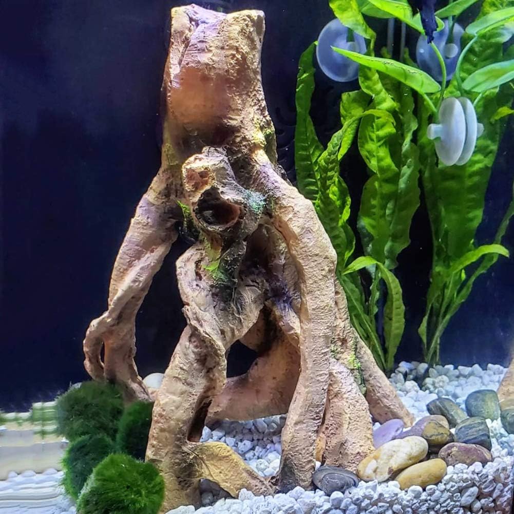 Aquarium Resin Wood Trunk Ornament - Lifelike Driftwood Decor,Betta Fish or Other Pets Can Swim Through The Branches