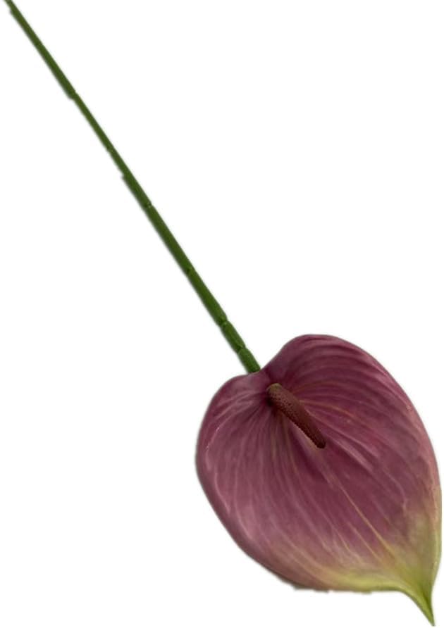 8pccs Artificial Anthurium Plant 3D Print Latex Alocasia Real Touch Flamingo Lily Flower (light purple)