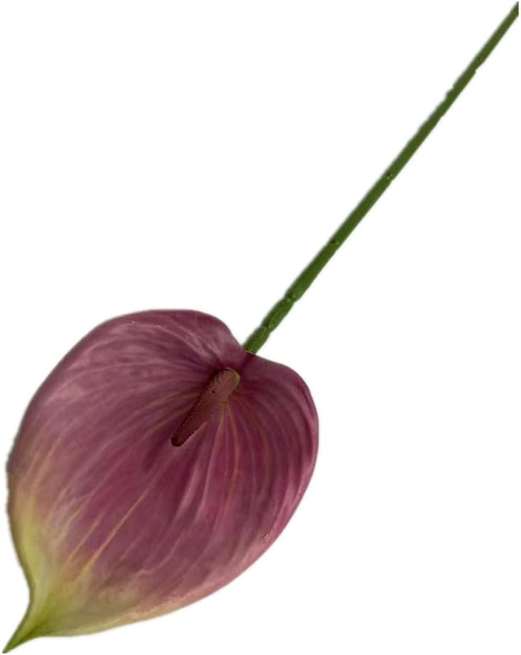 8pccs Artificial Anthurium Plant 3D Print Latex Alocasia Real Touch Flamingo Lily Flower (light purple)