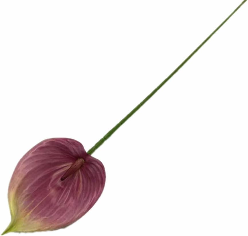 8pccs Artificial Anthurium Plant 3D Print Latex Alocasia Real Touch Flamingo Lily Flower (light purple)
