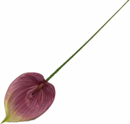8pccs Artificial Anthurium Plant 3D Print Latex Alocasia Real Touch Flamingo Lily Flower (light purple)