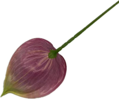 8pccs Artificial Anthurium Plant 3D Print Latex Alocasia Real Touch Flamingo Lily Flower (light purple)