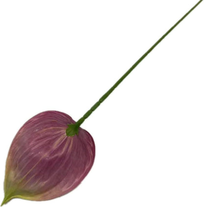 8pccs Artificial Anthurium Plant 3D Print Latex Alocasia Real Touch Flamingo Lily Flower (light purple)