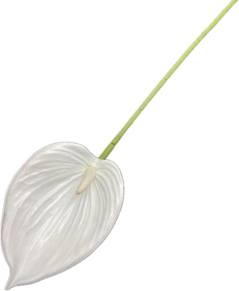 8pccs Artificial Anthurium Plant 3D Print Latex Alocasia Real Touch Flamingo Lily Flower (light purple)