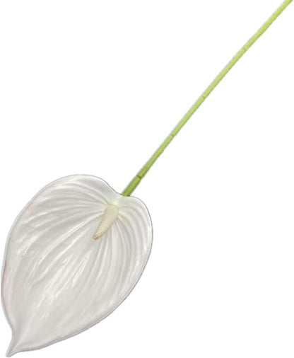 8pccs Artificial Anthurium Plant 3D Print Latex Alocasia Real Touch Flamingo Lily Flower (light purple)