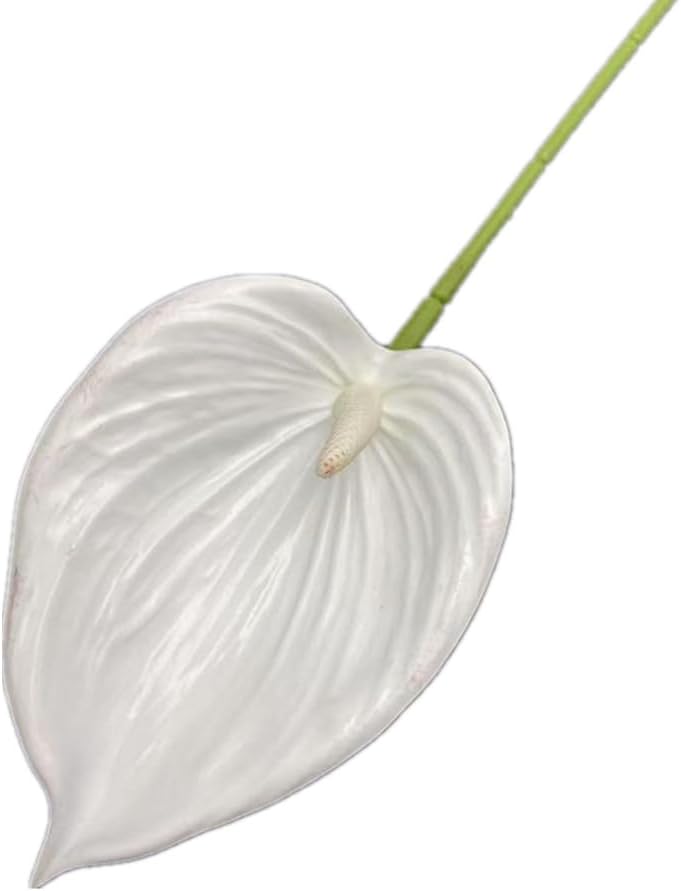 8pccs Artificial Anthurium Plant 3D Print Latex Alocasia Real Touch Flamingo Lily Flower (light purple)