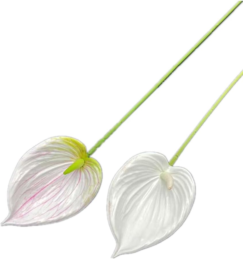 8pccs Artificial Anthurium Plant 3D Print Latex Alocasia Real Touch Flamingo Lily Flower (light purple)