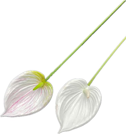 8pccs Artificial Anthurium Plant 3D Print Latex Alocasia Real Touch Flamingo Lily Flower (light purple)