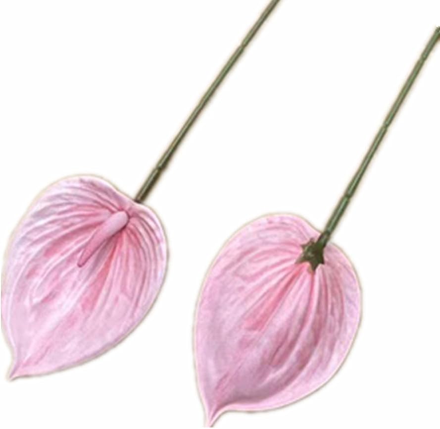 8pccs Artificial Anthurium Plant 3D Print Latex Alocasia Real Touch Flamingo Lily Flower (light purple)