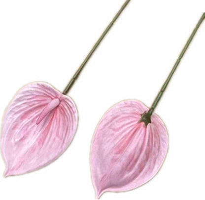 8pccs Artificial Anthurium Plant 3D Print Latex Alocasia Real Touch Flamingo Lily Flower (light purple)