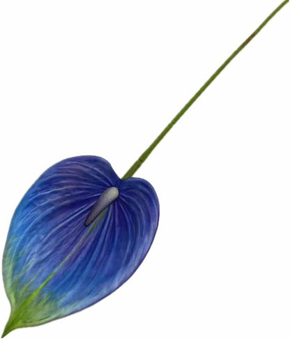 8pccs Artificial Anthurium Plant 3D Print Latex Alocasia Real Touch Flamingo Lily Flower (light purple)
