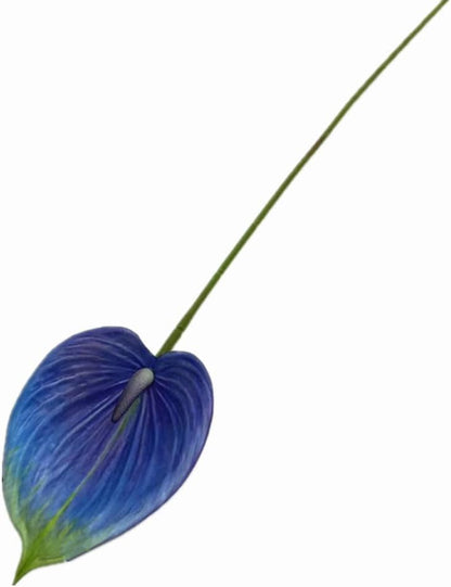 8pccs Artificial Anthurium Plant 3D Print Latex Alocasia Real Touch Flamingo Lily Flower (light purple)