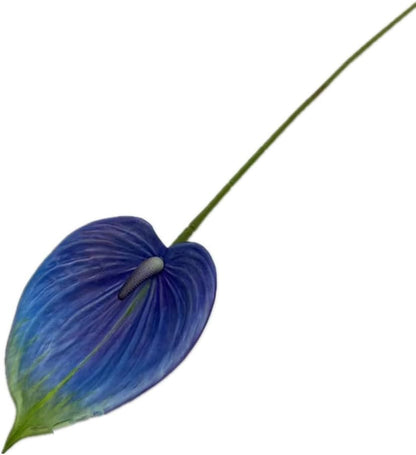 8pccs Artificial Anthurium Plant 3D Print Latex Alocasia Real Touch Flamingo Lily Flower (light purple)