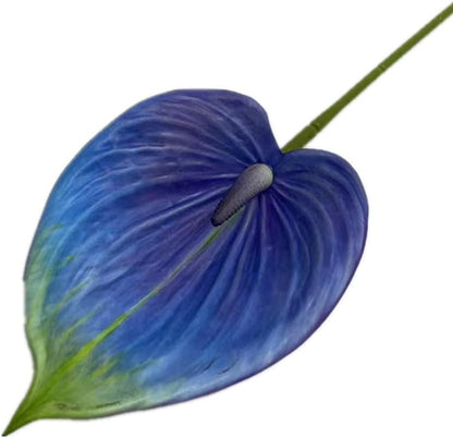 8pccs Artificial Anthurium Plant 3D Print Latex Alocasia Real Touch Flamingo Lily Flower (light purple)