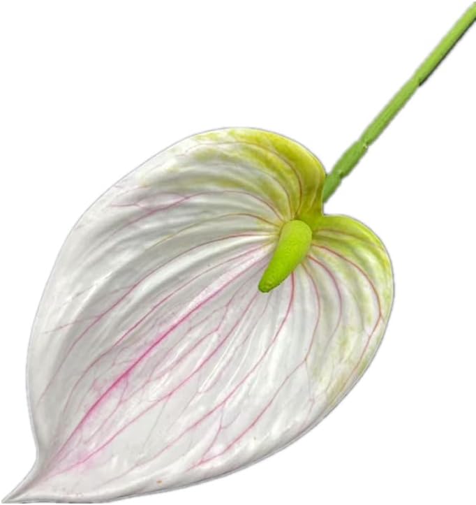 8pccs Artificial Anthurium Plant 3D Print Latex Alocasia Real Touch Flamingo Lily Flower (light purple)