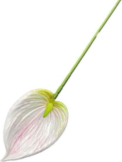 8pccs Artificial Anthurium Plant 3D Print Latex Alocasia Real Touch Flamingo Lily Flower (light purple)