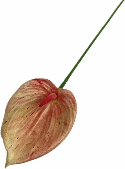 8pccs Artificial Anthurium Plant 3D Print Latex Alocasia Real Touch Flamingo Lily Flower (light purple)