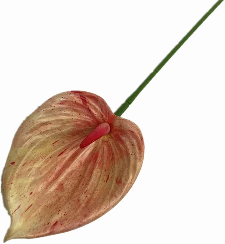 8pccs Artificial Anthurium Plant 3D Print Latex Alocasia Real Touch Flamingo Lily Flower (light purple)