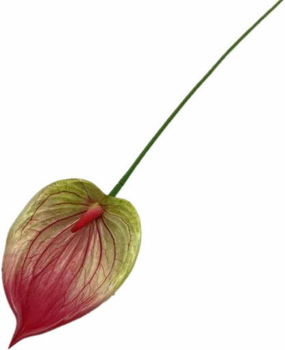 8pccs Artificial Anthurium Plant 3D Print Latex Alocasia Real Touch Flamingo Lily Flower (light purple)