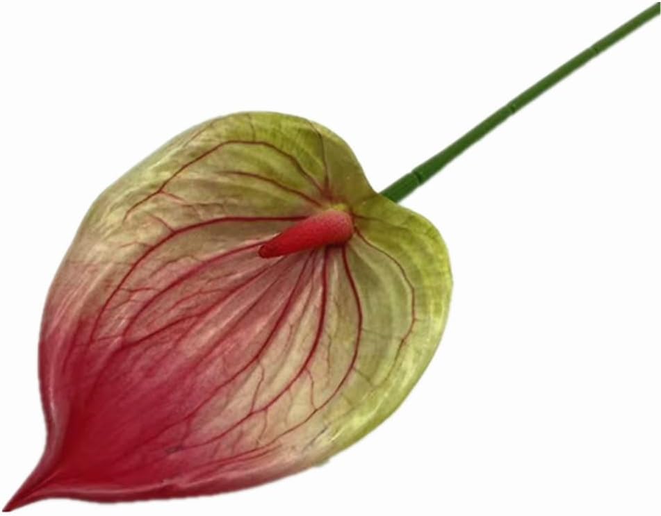 8pccs Artificial Anthurium Plant 3D Print Latex Alocasia Real Touch Flamingo Lily Flower (light purple)