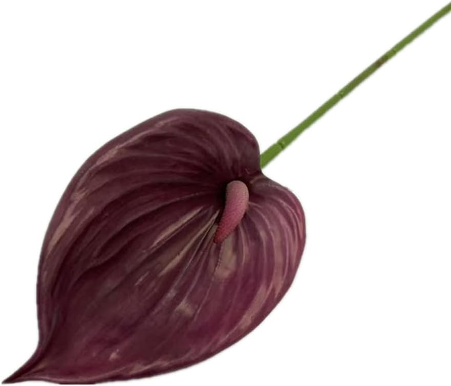 8pccs Artificial Anthurium Plant 3D Print Latex Alocasia Real Touch Flamingo Lily Flower (light purple)