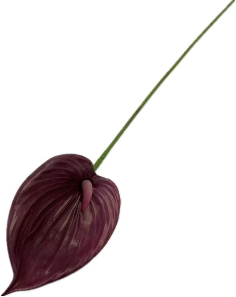 8pccs Artificial Anthurium Plant 3D Print Latex Alocasia Real Touch Flamingo Lily Flower (light purple)