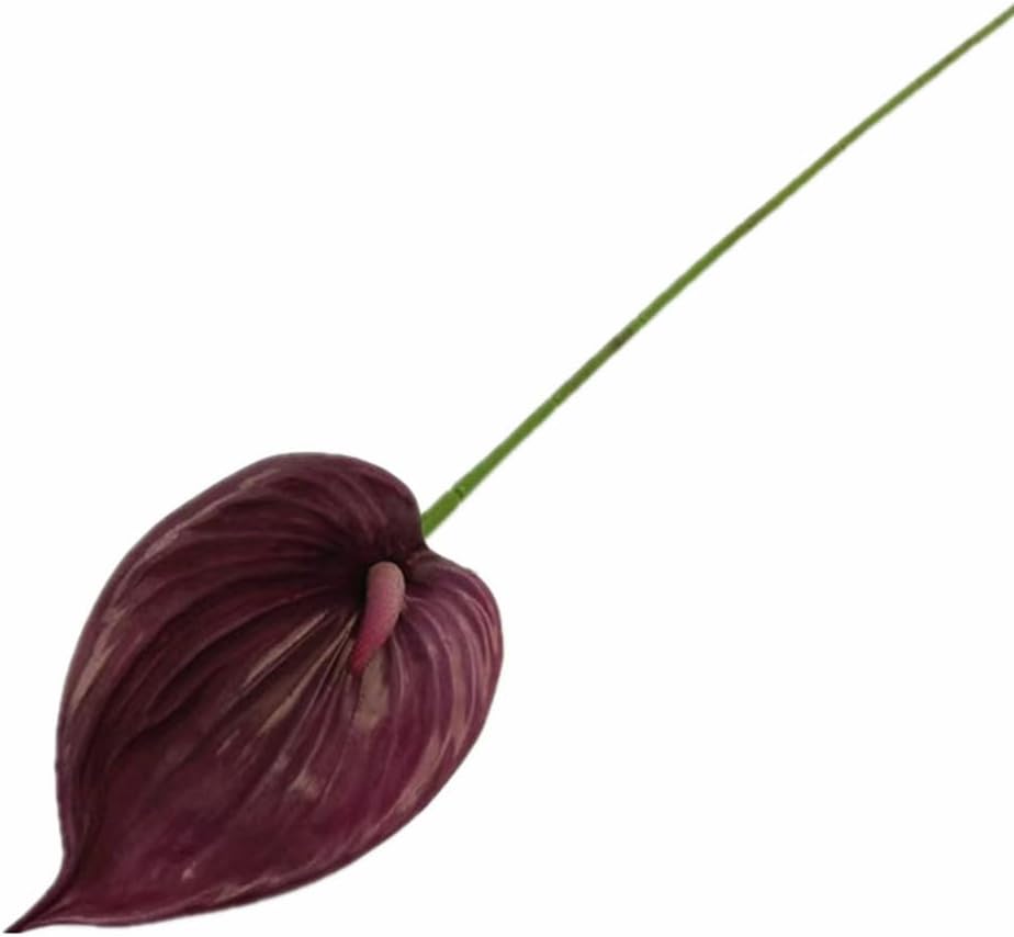 8pccs Artificial Anthurium Plant 3D Print Latex Alocasia Real Touch Flamingo Lily Flower (light purple)