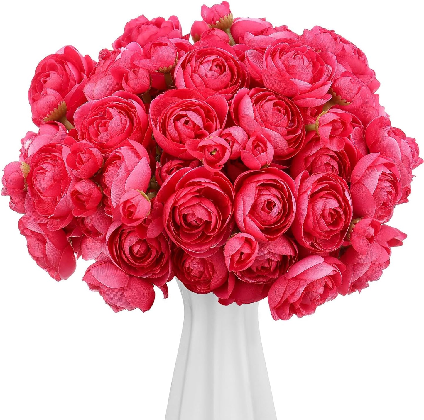 48 Pcs Ranunculus Artificial Flower,Real to Lifelike Peonies Artificial Flower Silk Faux DIY Bouquet for Wedding Bridal Shower Valentine Centerpieces Arrangements Home Decorations(White)