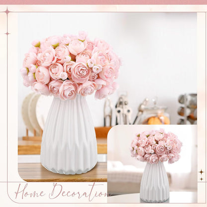 48 Pcs Ranunculus Artificial Flower,Real to Lifelike Peonies Artificial Flower Silk Faux DIY Bouquet for Wedding Bridal Shower Valentine Centerpieces Arrangements Home Decorations(White)
