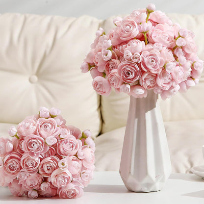 48 Pcs Ranunculus Artificial Flower,Real to Lifelike Peonies Artificial Flower Silk Faux DIY Bouquet for Wedding Bridal Shower Valentine Centerpieces Arrangements Home Decorations(White)