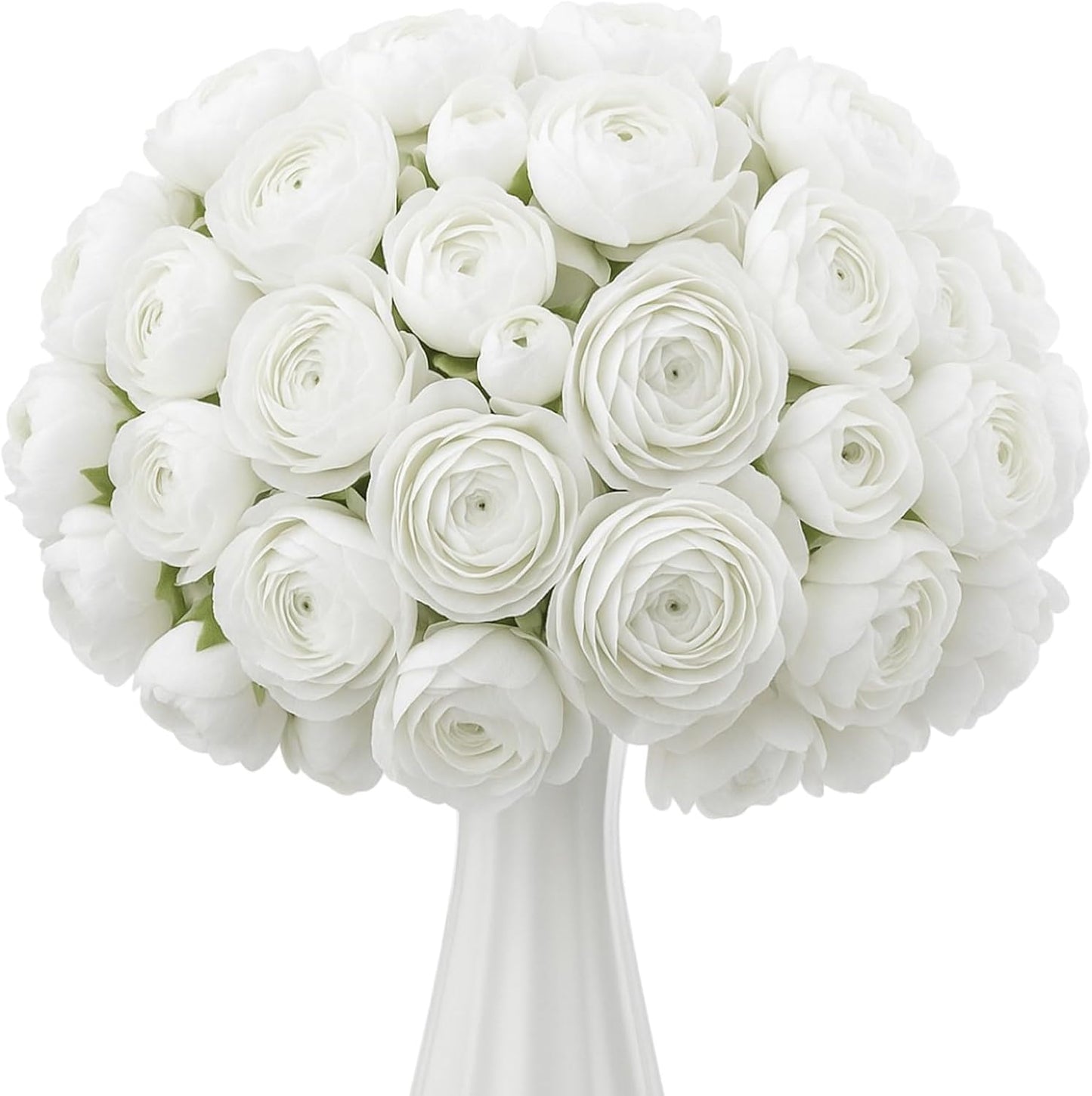 48 Pcs Ranunculus Artificial Flower,Real to Lifelike Peonies Artificial Flower Silk Faux DIY Bouquet for Wedding Bridal Shower Valentine Centerpieces Arrangements Home Decorations(White)