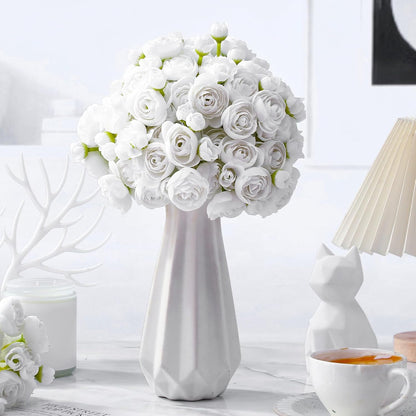 48 Pcs Ranunculus Artificial Flower,Real to Lifelike Peonies Artificial Flower Silk Faux DIY Bouquet for Wedding Bridal Shower Valentine Centerpieces Arrangements Home Decorations(White)