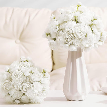 48 Pcs Ranunculus Artificial Flower,Real to Lifelike Peonies Artificial Flower Silk Faux DIY Bouquet for Wedding Bridal Shower Valentine Centerpieces Arrangements Home Decorations(White)