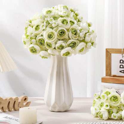 48 Pcs Ranunculus Artificial Flower,Real to Lifelike Peonies Artificial Flower Silk Faux DIY Bouquet for Wedding Bridal Shower Valentine Centerpieces Arrangements Home Decorations(White)