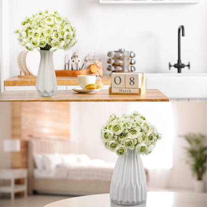 48 Pcs Ranunculus Artificial Flower,Real to Lifelike Peonies Artificial Flower Silk Faux DIY Bouquet for Wedding Bridal Shower Valentine Centerpieces Arrangements Home Decorations(White)