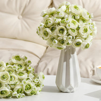 48 Pcs Ranunculus Artificial Flower,Real to Lifelike Peonies Artificial Flower Silk Faux DIY Bouquet for Wedding Bridal Shower Valentine Centerpieces Arrangements Home Decorations(White)