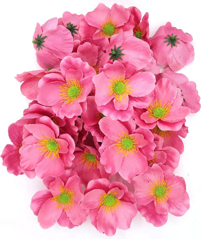 20pcs Artificial Poppy Flower Heads, Red | Fake Flower Heads, Faux Poppy, DIY Handmade, Wedding Photography Party Home Decoration