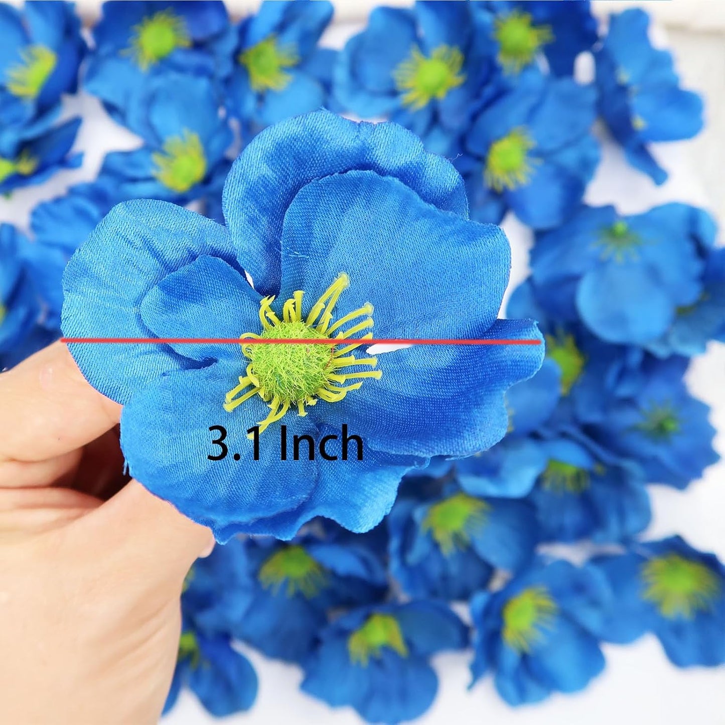 20pcs Artificial Poppy Flower Heads, Red | Fake Flower Heads, Faux Poppy, DIY Handmade, Wedding Photography Party Home Decoration