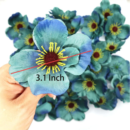 20pcs Artificial Poppy Flower Heads, Red | Fake Flower Heads, Faux Poppy, DIY Handmade, Wedding Photography Party Home Decoration
