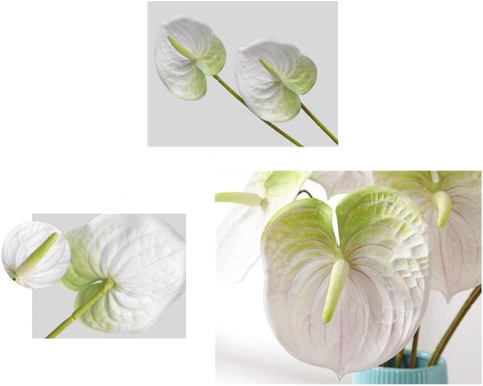 6 PCS 27" Simulation Large Artificial Anthurium Lily Flowers Permanent Flower for Home Decoration Bouquet and Green Leaf， Wedding Festival Decoration Flower Arrangement (Pink)