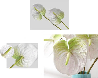 6 PCS 27" Simulation Large Artificial Anthurium Lily Flowers Permanent Flower for Home Decoration Bouquet and Green Leaf， Wedding Festival Decoration Flower Arrangement (Pink)